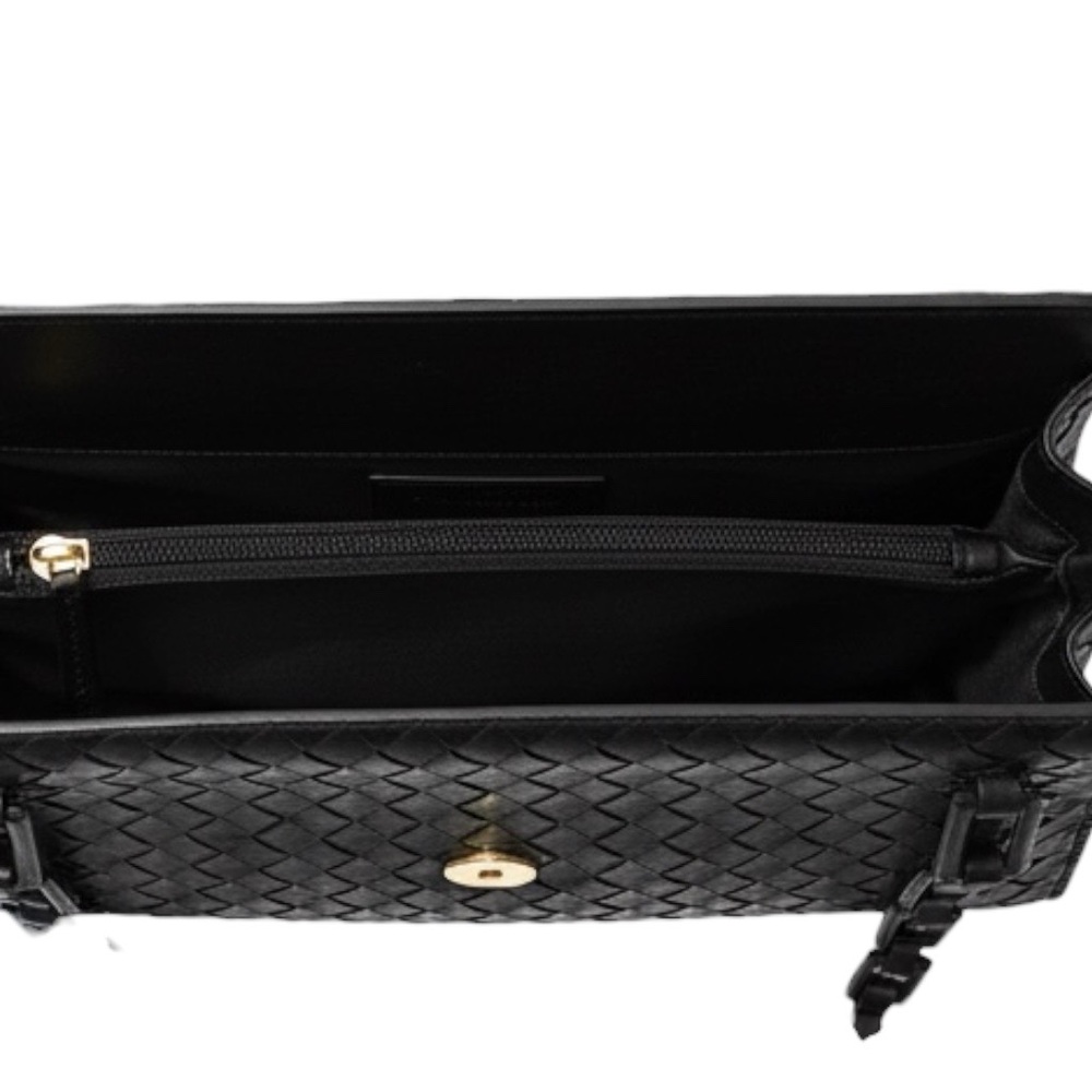Bottega Veneta Black Calfskin Shoulder Bag Gold Hardware Dust Bag and card - Picture 9 of 13